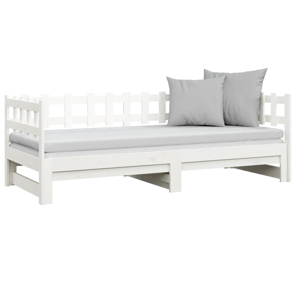 Lit de repos extensible blanc 2x(80x200) cm en bois de pin massif