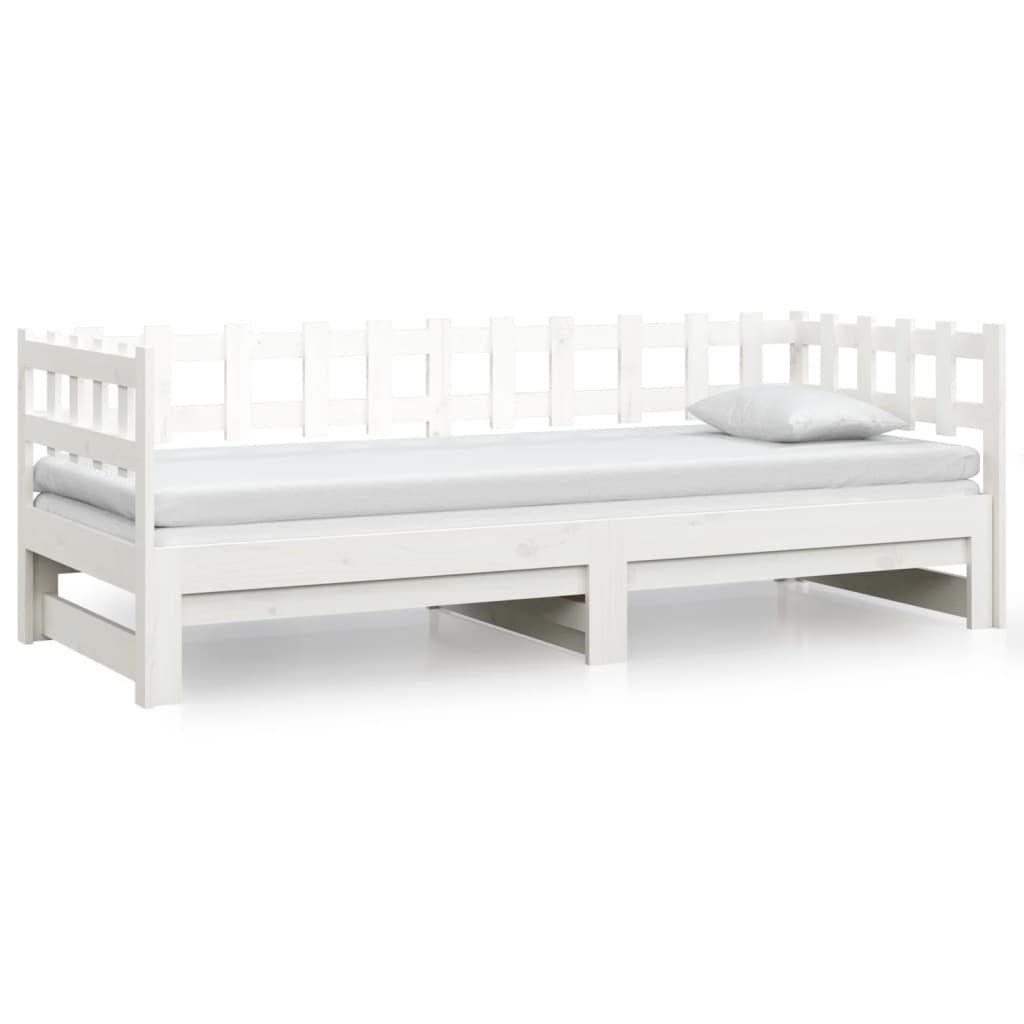 Lit de repos extensible blanc 2x(80x200) cm en bois de pin massif