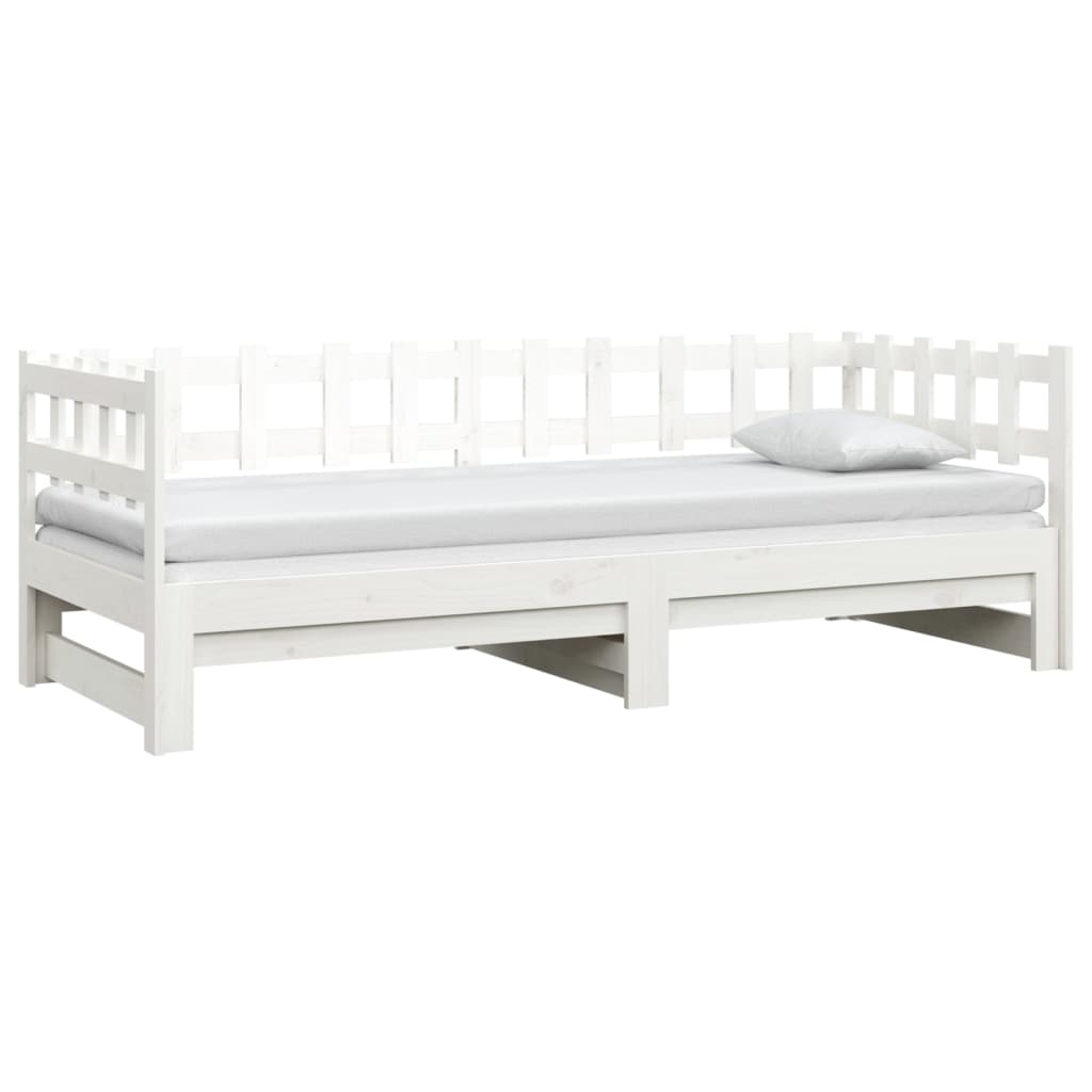 Lit de repos extensible blanc 2x(80x200) cm en bois de pin massif