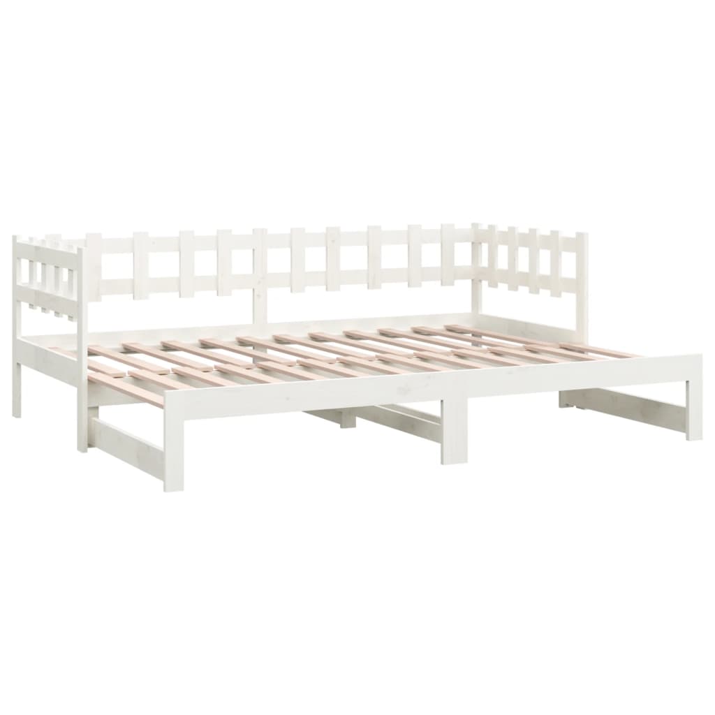 Lit de repos extensible blanc 2x(80x200) cm en bois de pin massif