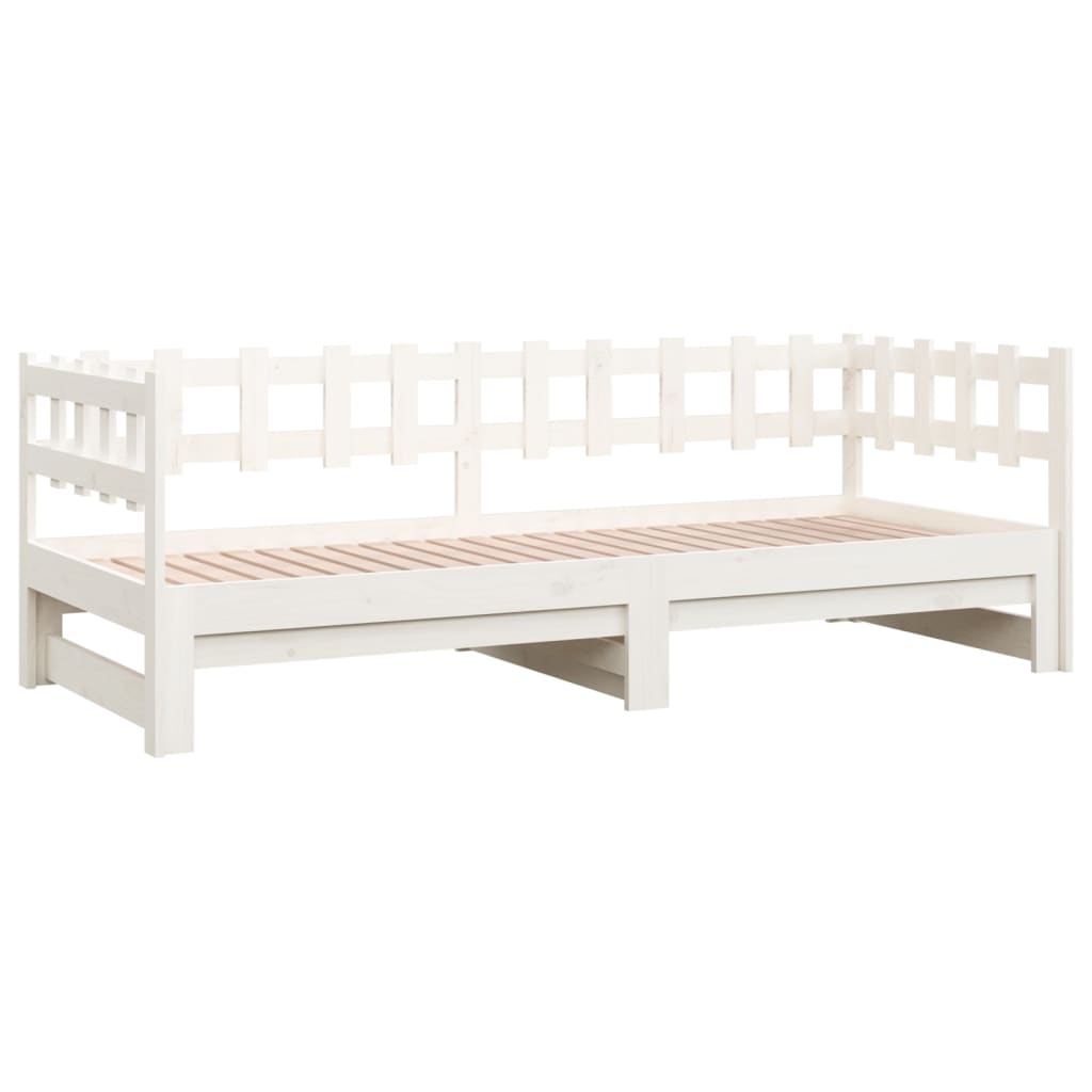 Lit de repos extensible blanc 2x(80x200) cm en bois de pin massif