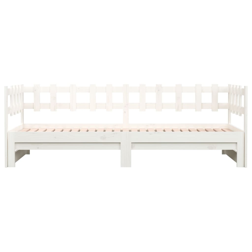 Lit de repos extensible blanc 2x(80x200) cm en bois de pin massif