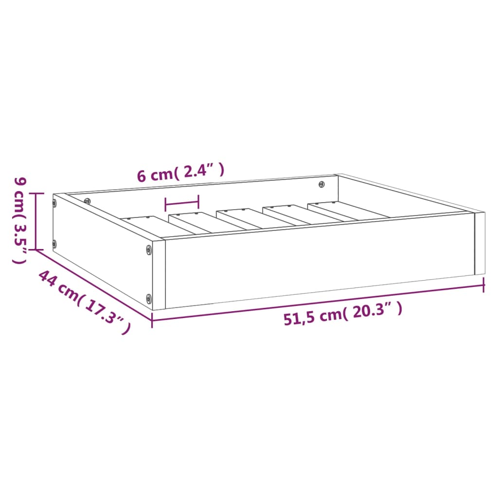 Lit pour chien gris 51,5x44x9 cm en bois de pin massif