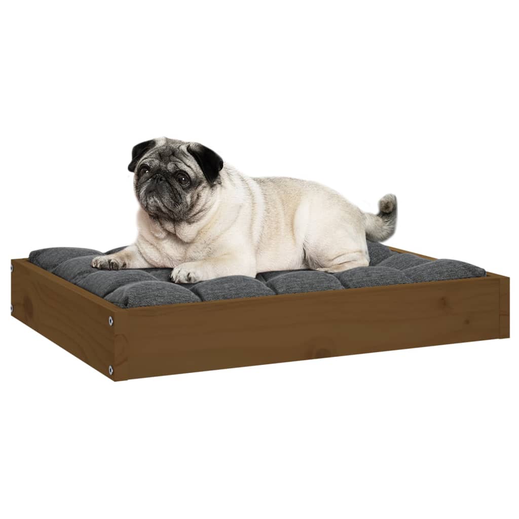 Lit pour chien marron miel 61,5x49x9 cm en bois de pin massif