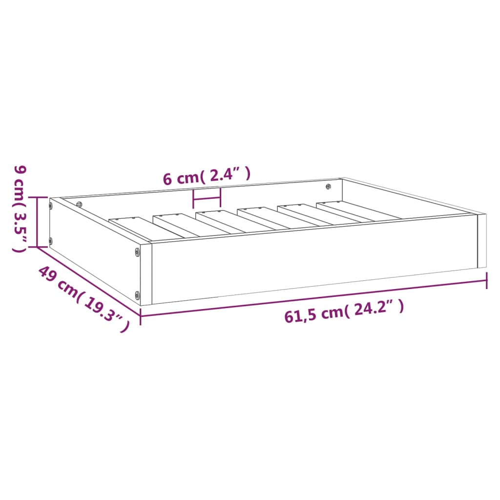 Hundebett Honigbraun 61,5x49x9 cm Massivholz Kiefer