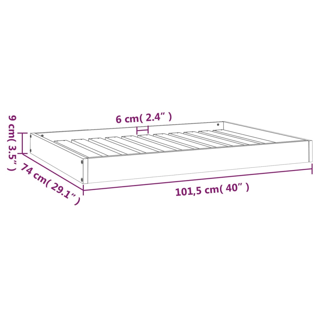 Hundebett 101,5x74x9 cm Massivholz Kiefer