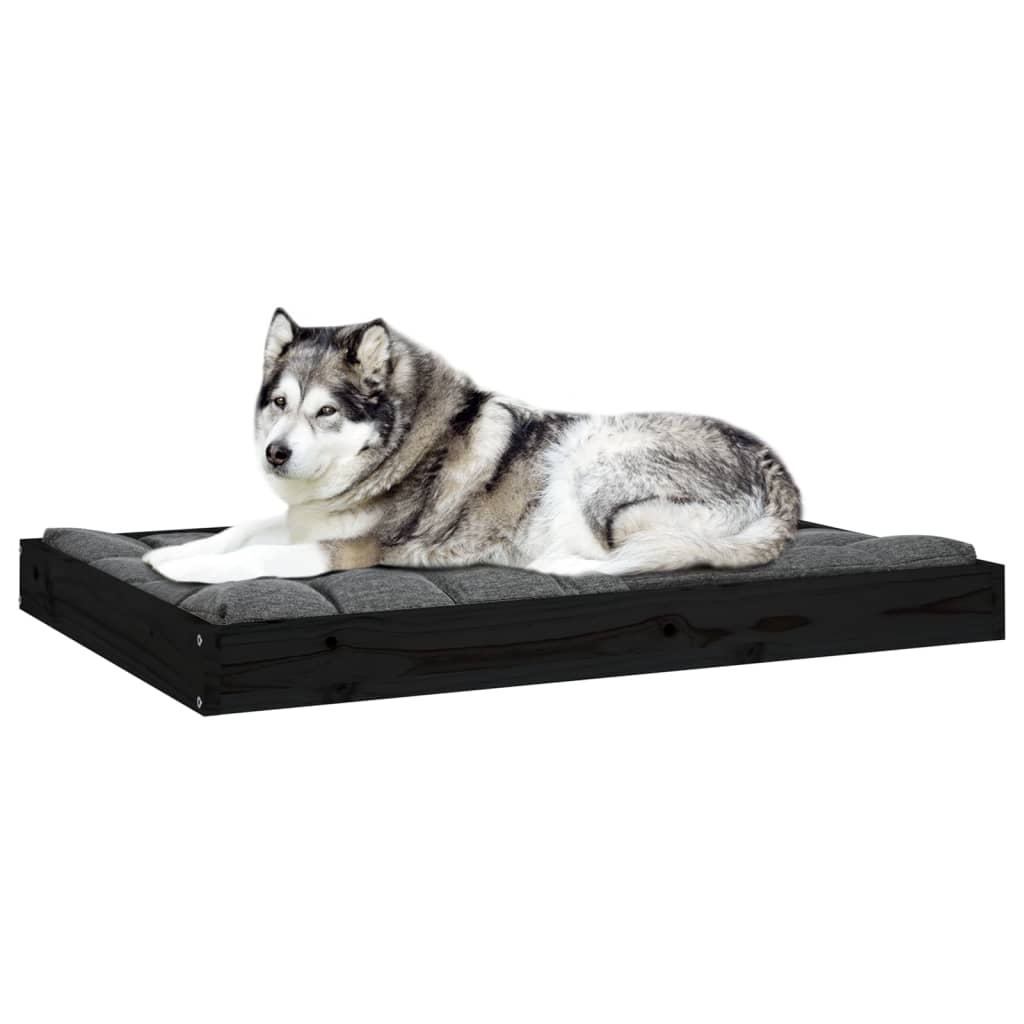 Hundebett Schwarz 101,5x74x9 cm Massivholz Kiefer