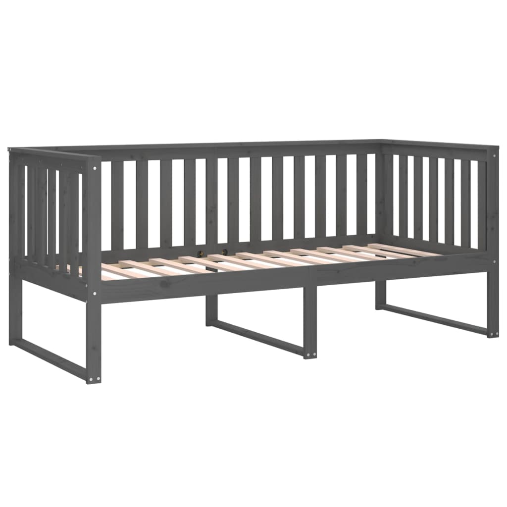 Lit de repos gris 90x190 cm en bois de pin massif