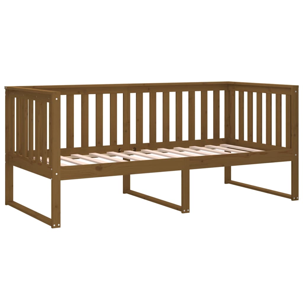 Lit de repos marron miel 90x190 cm en bois de pin massif