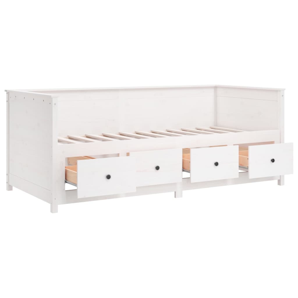 Lit de repos blanc 100x200 cm en bois de pin massif