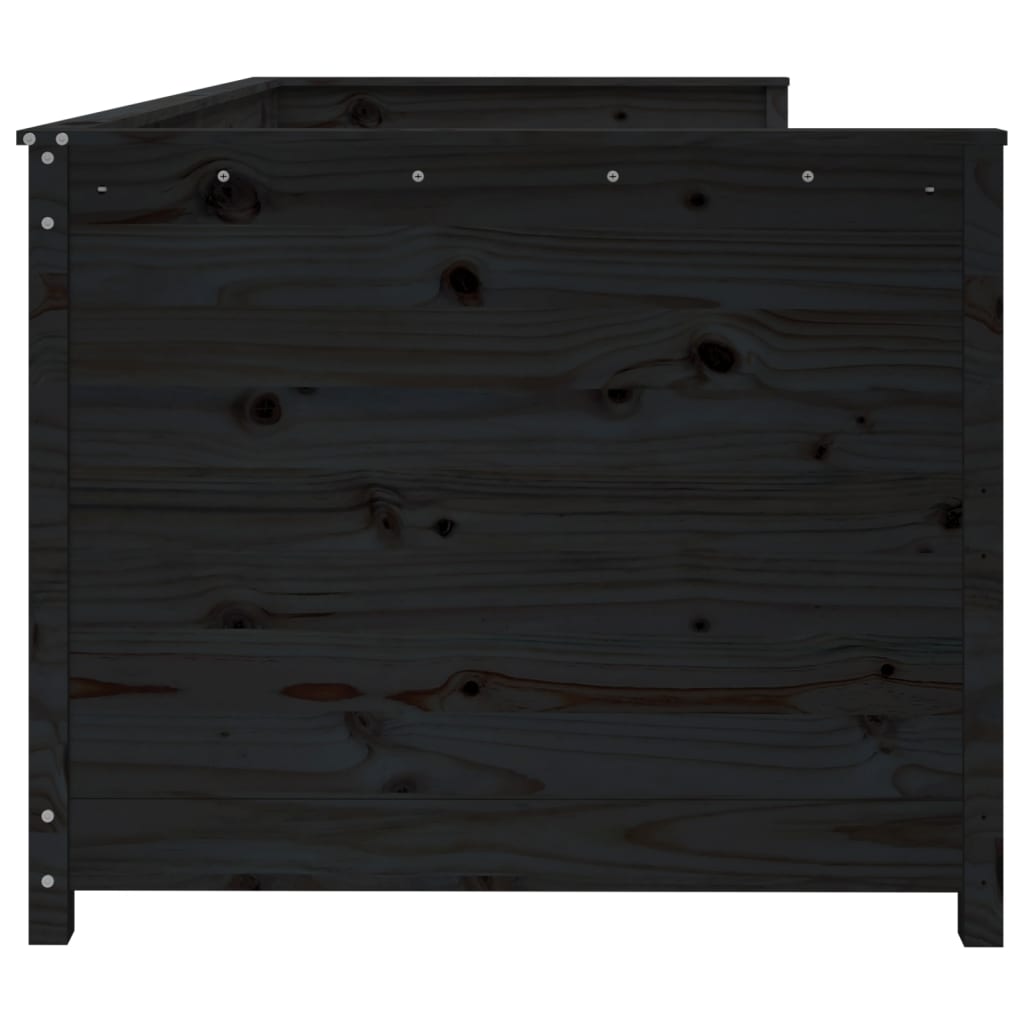 Lit de repos noir 90x200 cm en bois de pin massif