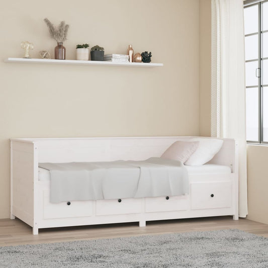 Lit de repos blanc 80x200 cm en bois de pin massif