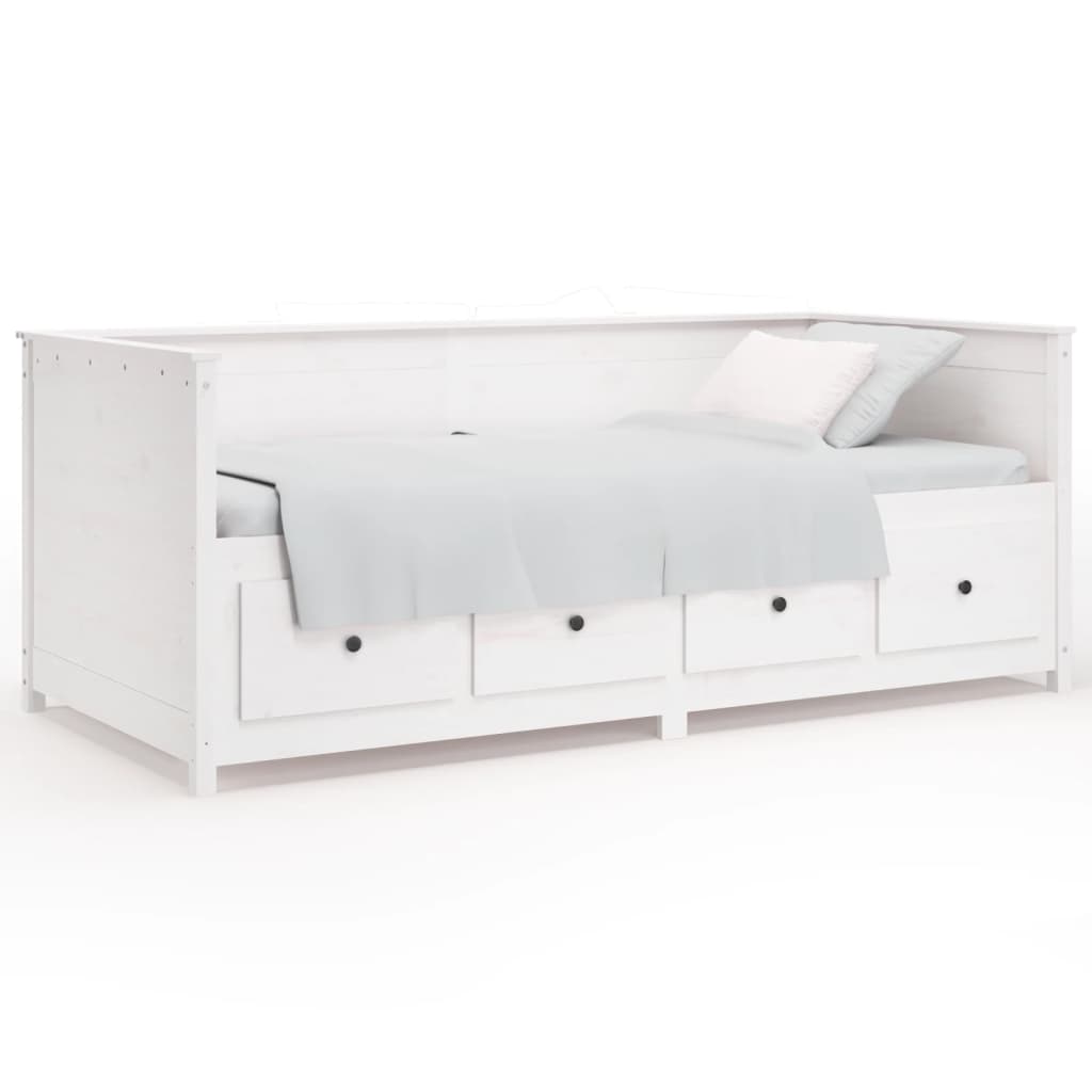 Lit de repos blanc 90x190 cm en bois de pin massif