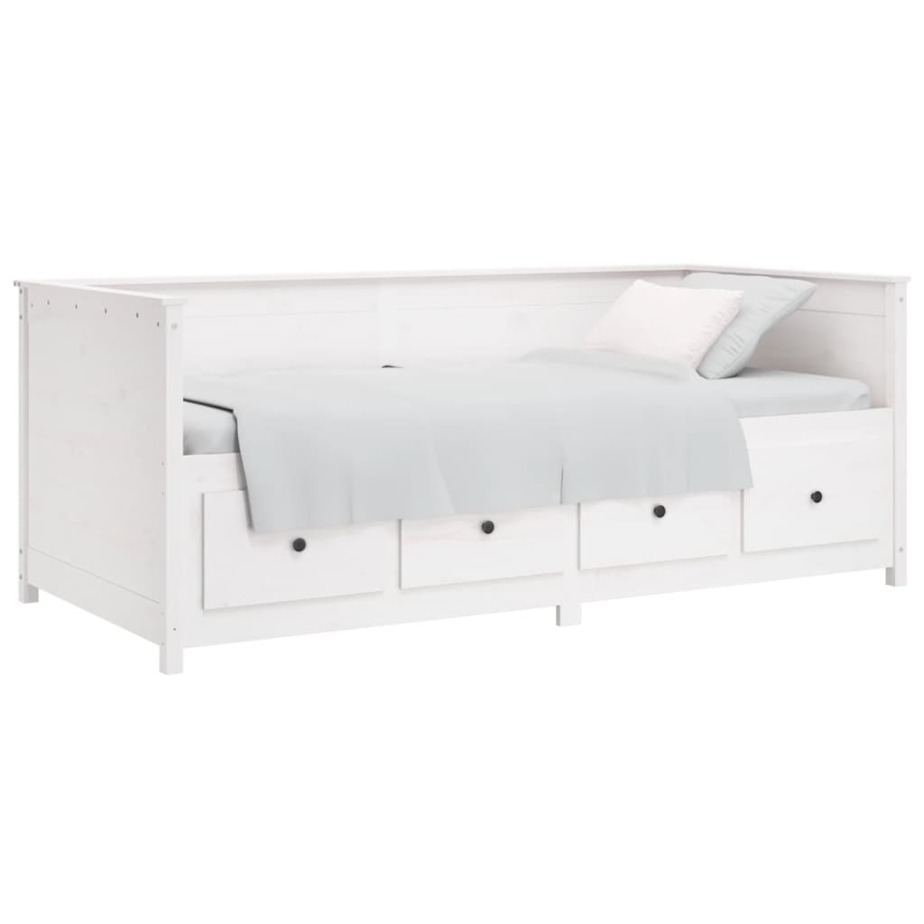 Lit de repos blanc 90x190 cm en bois de pin massif