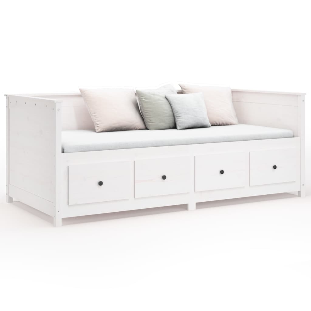 Lit de repos blanc 90x190 cm en bois de pin massif