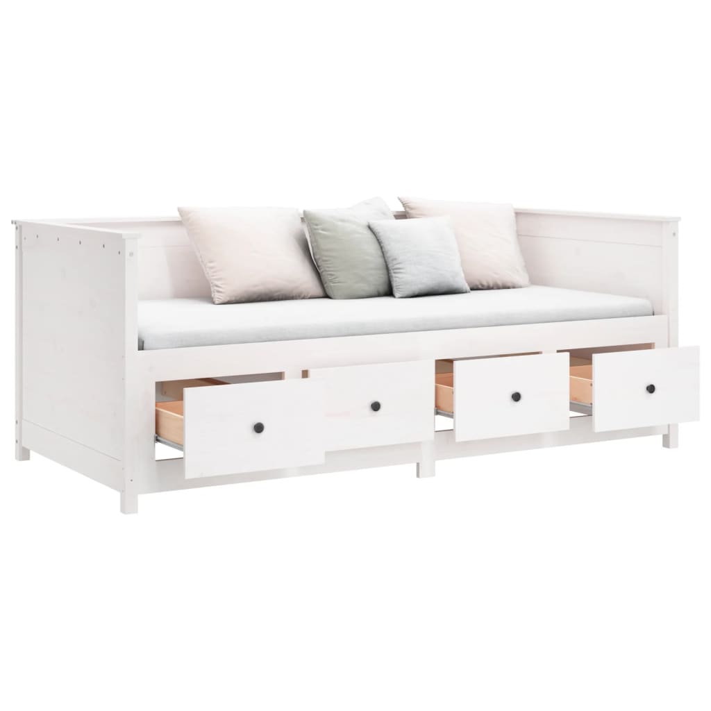 Lit de repos blanc 90x190 cm en bois de pin massif