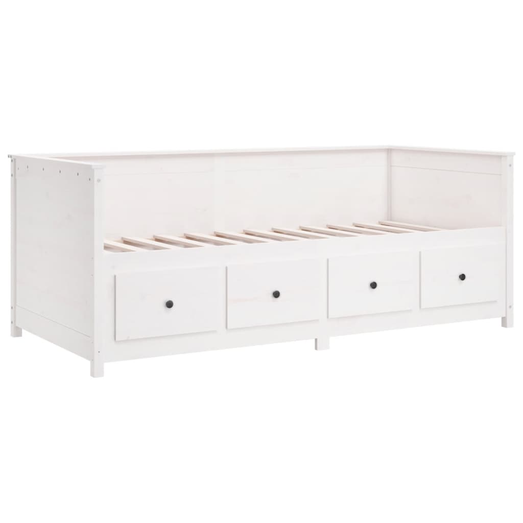 Lit de repos blanc 90x190 cm en bois de pin massif