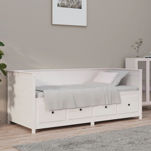 Lit de repos blanc 90x190 cm en bois de pin massif