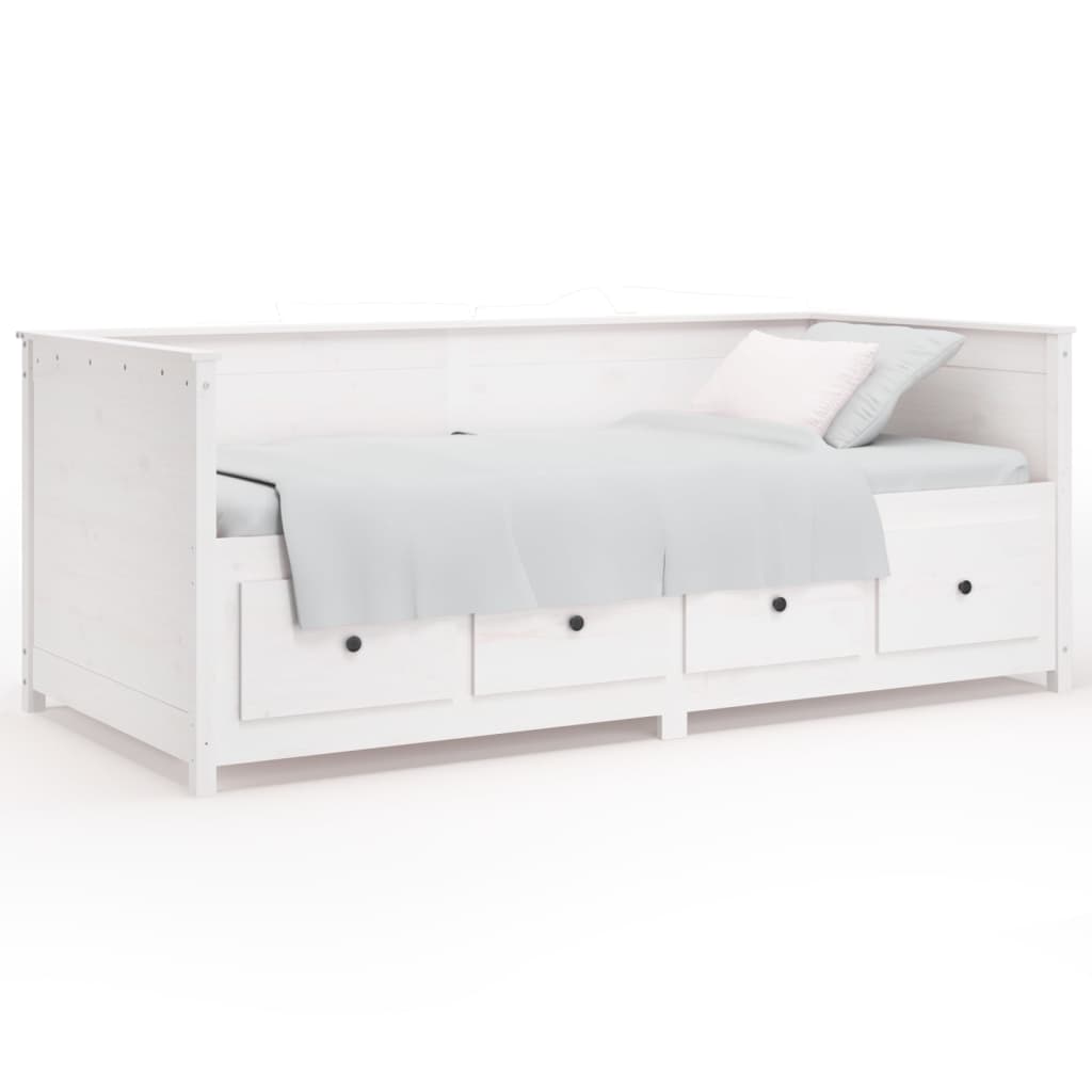 Lit de repos blanc 75x190 cm en bois de pin massif