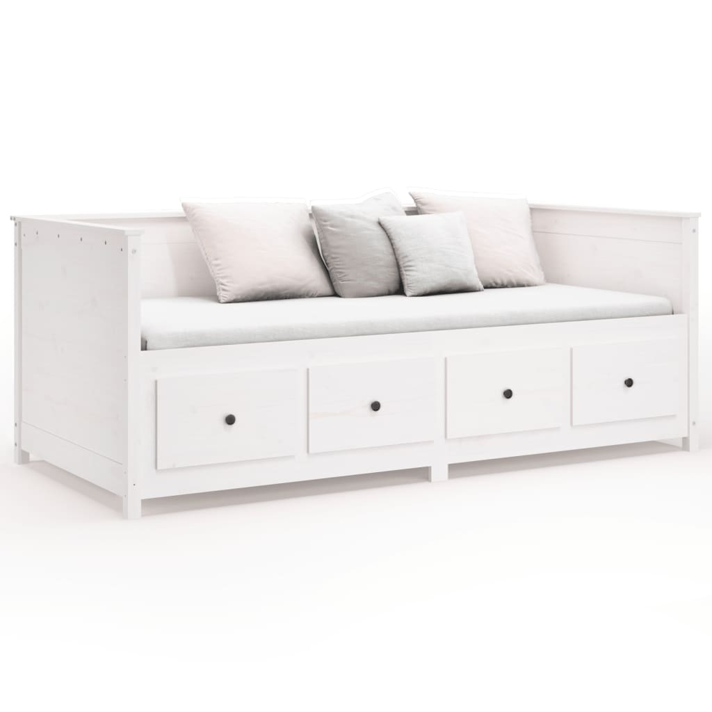 Lit de repos blanc 75x190 cm en bois de pin massif