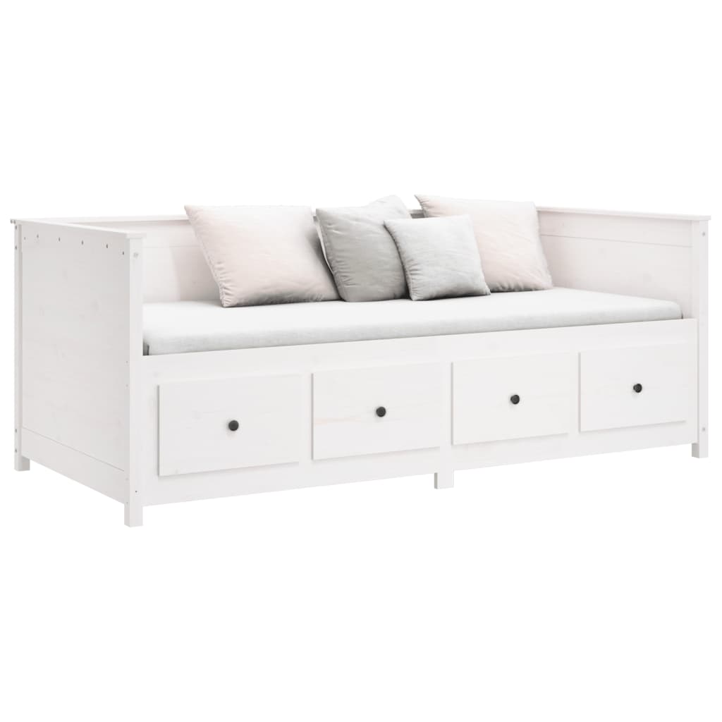 Lit de repos blanc 75x190 cm en bois de pin massif