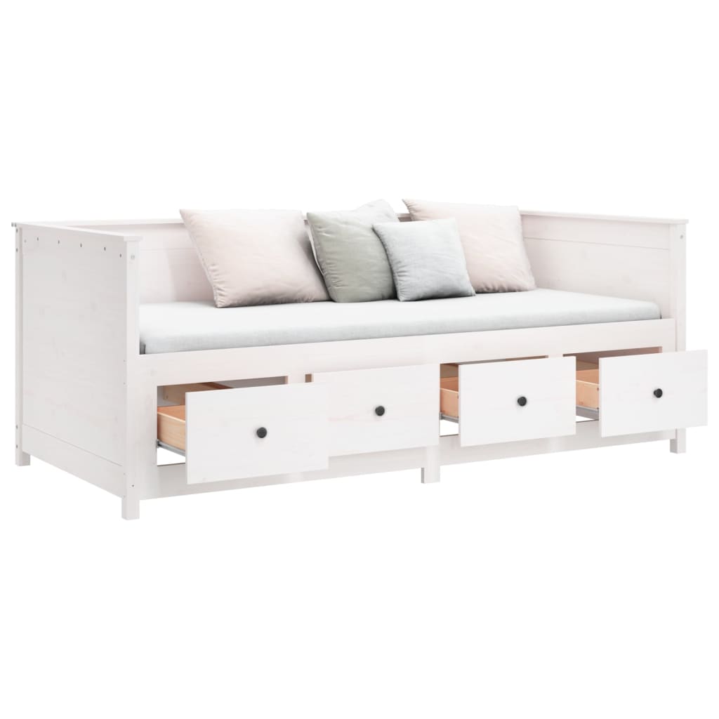 Lit de repos blanc 75x190 cm en bois de pin massif