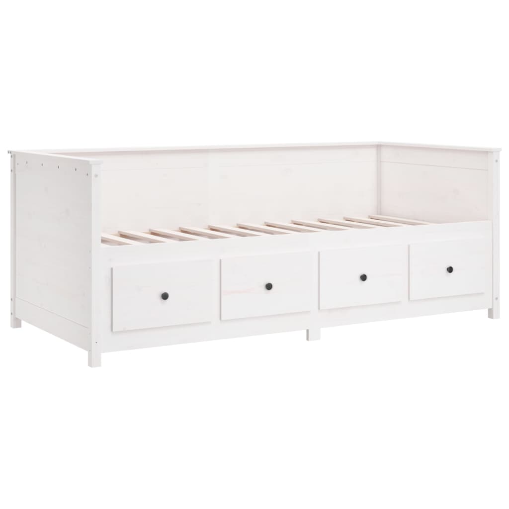 Lit de repos blanc 75x190 cm en bois de pin massif