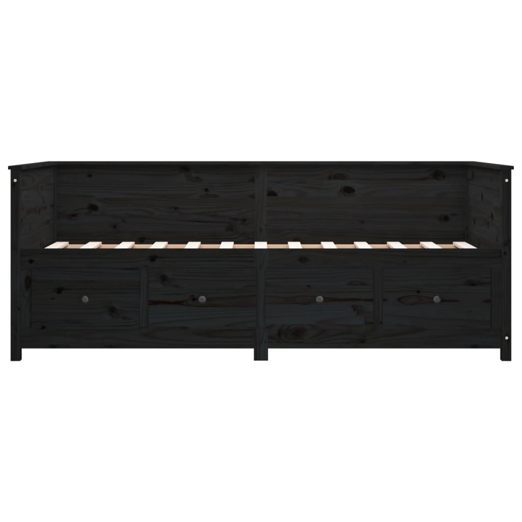 Lit de repos noir 75x190 cm en bois de pin massif