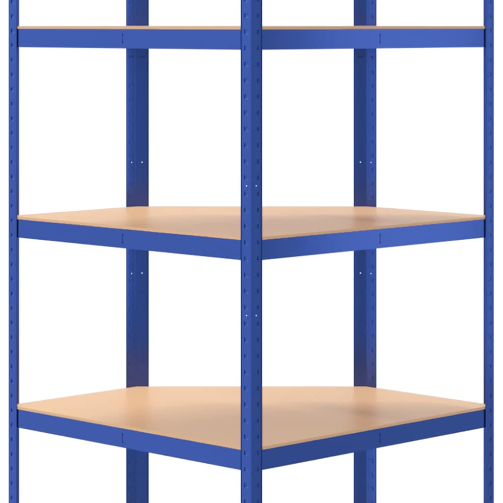 Eckregal mit 5 Böden Blau Stahl & Holzwerkstoff