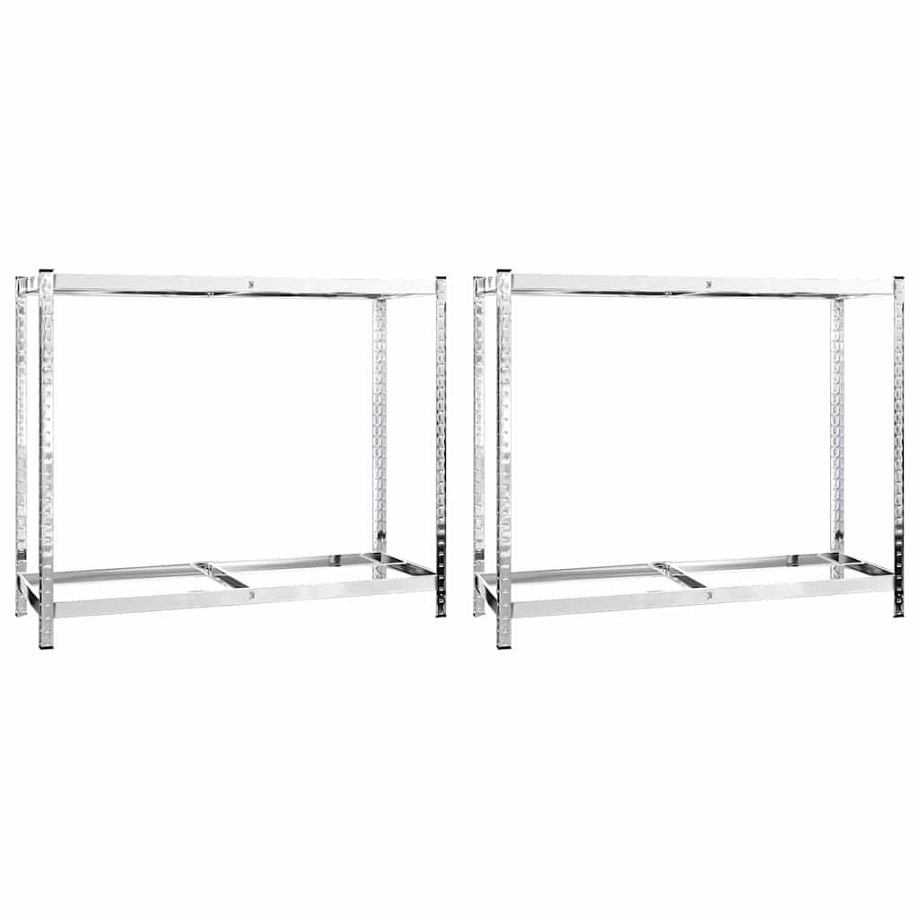 Reifenregale mit 2 Böden 2 Stk. Silbern 110x40x110 cm Stahl