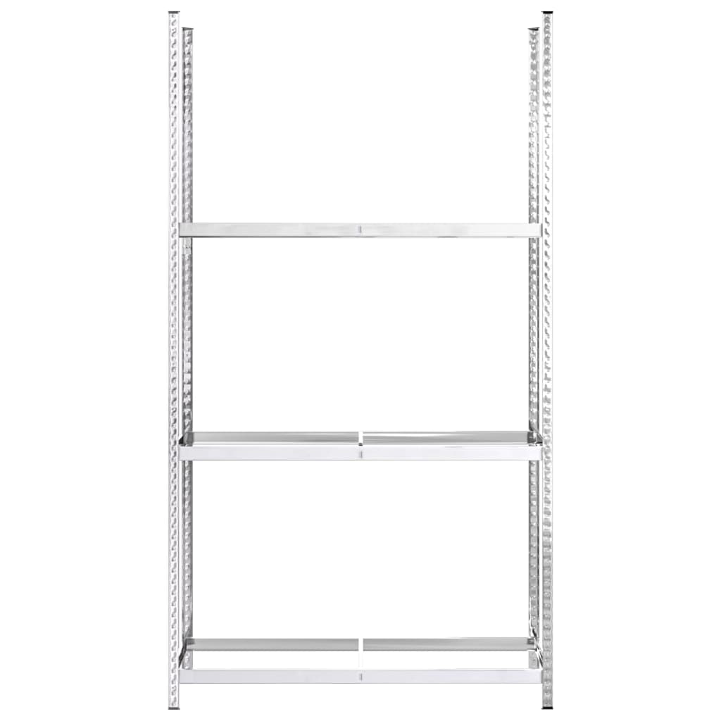 Reifenregal mit 3 Böden Silbern 110x40x200 cm Stahl
