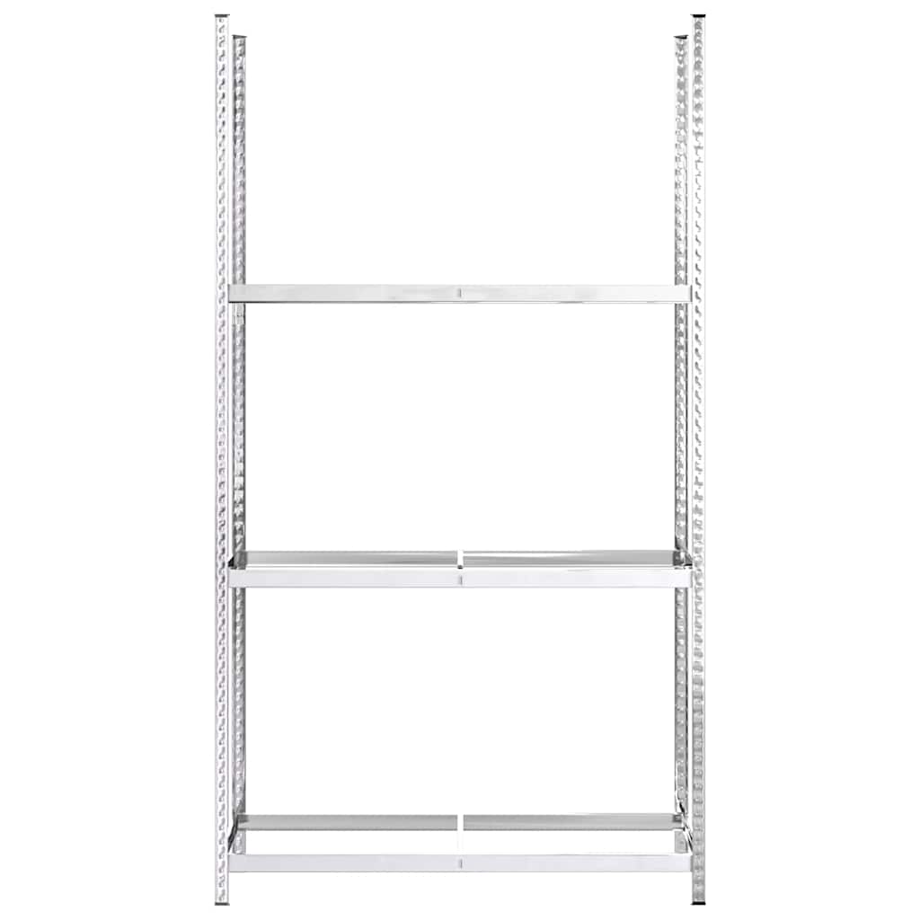Reifenregale mit 3 Böden 2 Stk. Silbern 110x40x200 cm Stahl