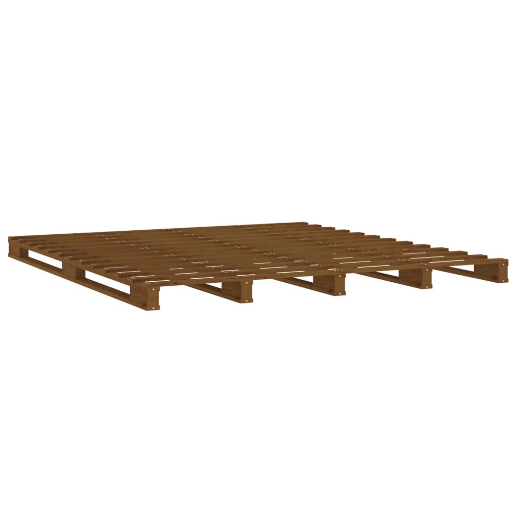 Lit palette marron miel 120x200 cm bois de pin massif