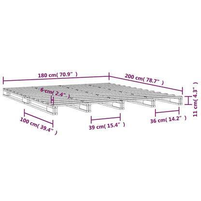 Palettenbett Weiß 180x200 cm Massivholz