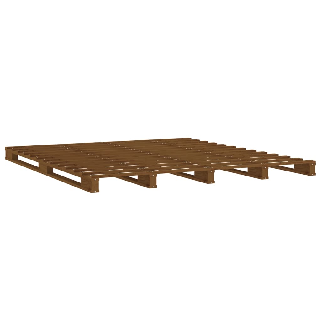 Lit palette marron miel 140x190 cm bois de pin massif