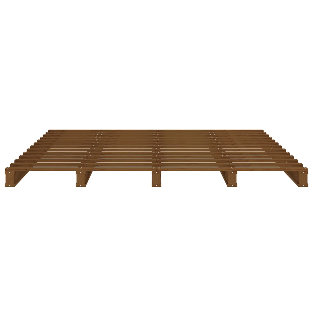 Lit palette marron miel 140x190 cm bois de pin massif