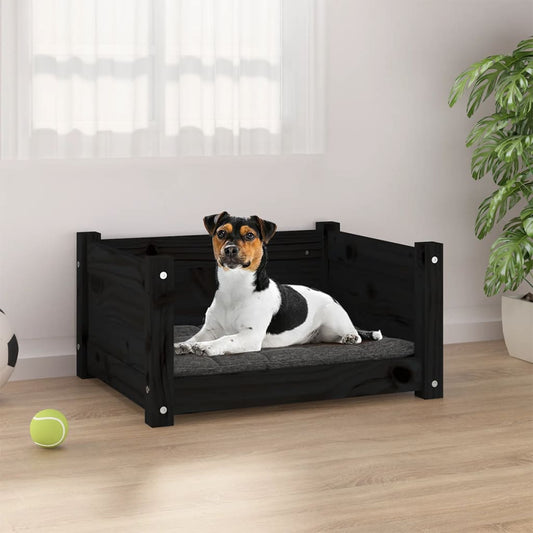 Hundebett Schwarz 55,5x45,5x28 cm Massivholz Kiefer