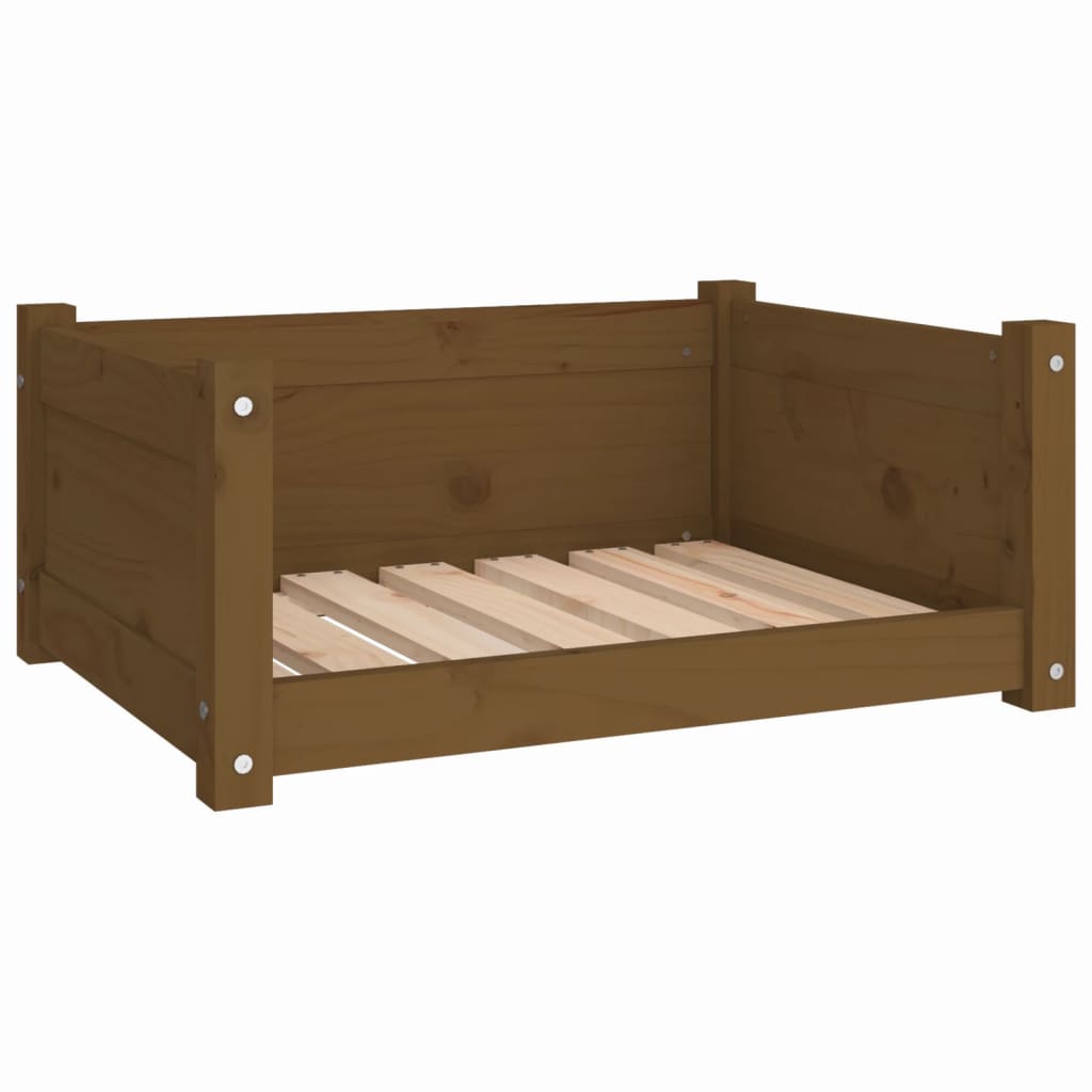 Lit pour chien marron miel 65,5x50,5x28 cm en bois de pin massif