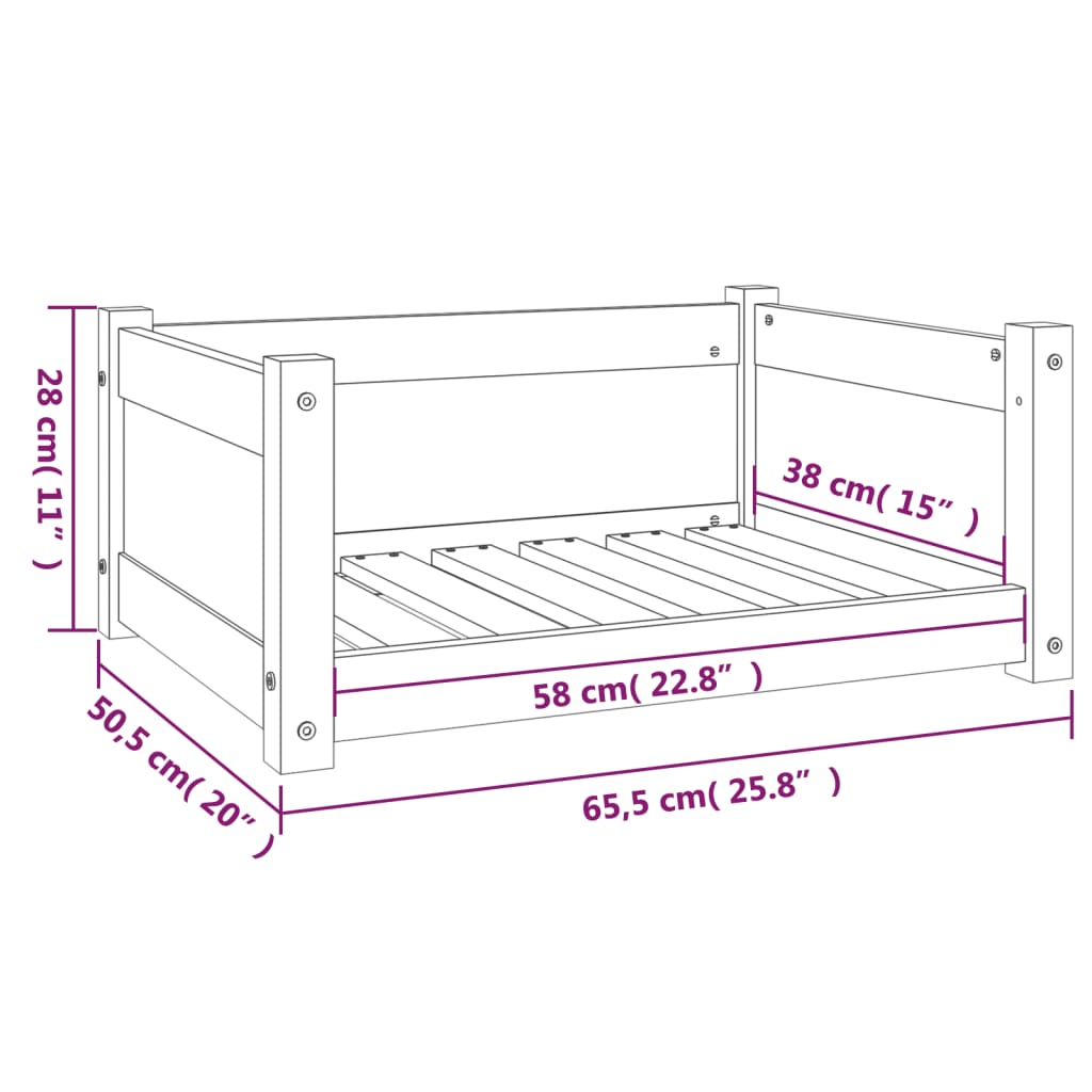 Hundebett Honigbraun 65,5x50,5x28 cm Massivholz Kiefer