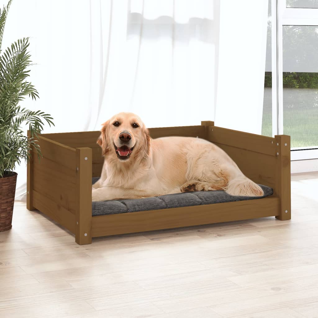 Hundebett Honigbraun 75,5x55,5x28 cm Massivholz Kiefer