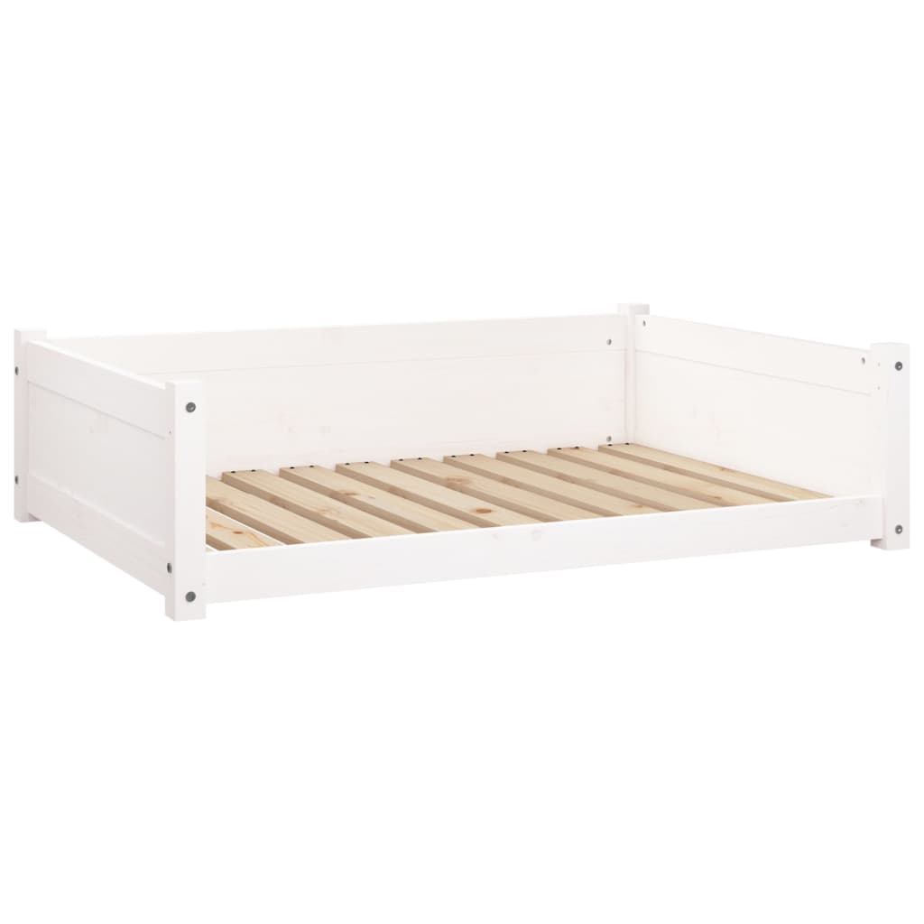 Lit pour chien blanc 95,5x65,5x28 cm en bois de pin massif