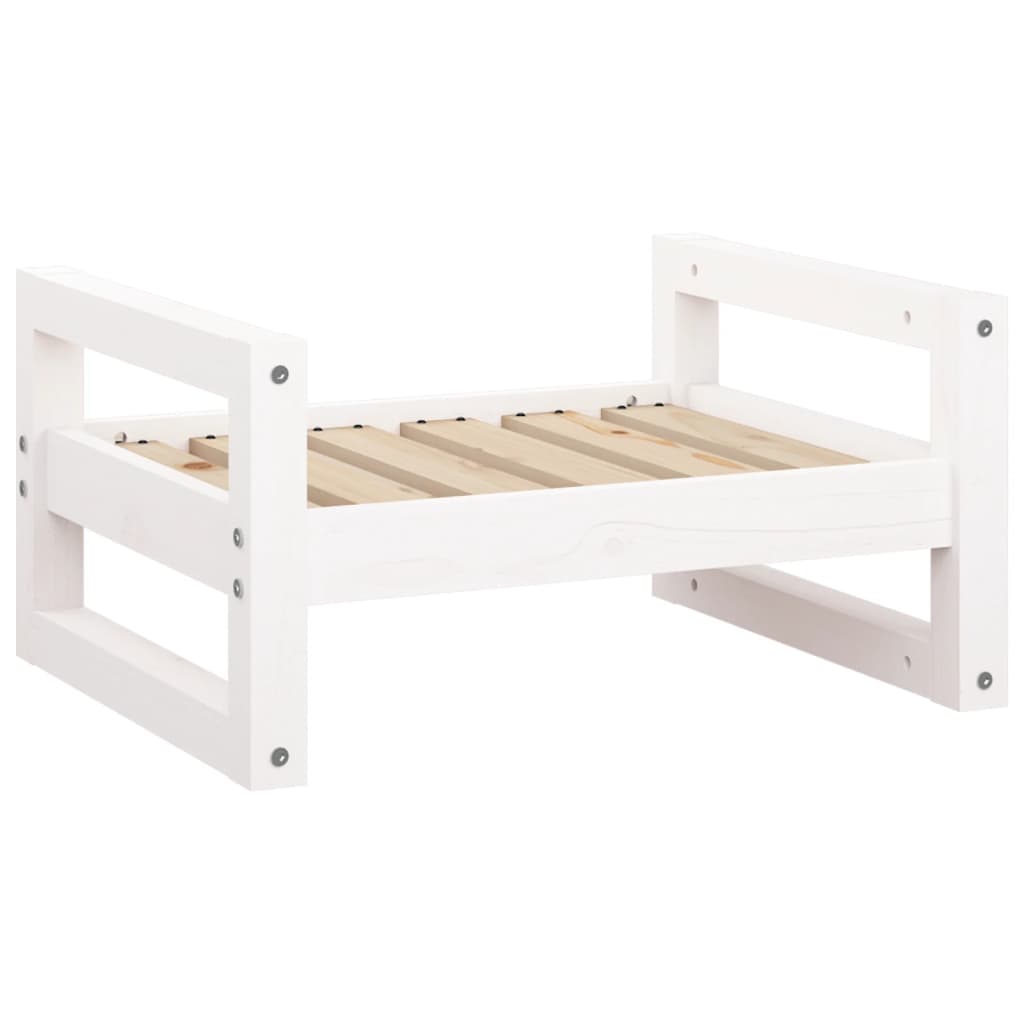 Lit pour chien blanc 55,5x45,5x28 cm en bois de pin massif