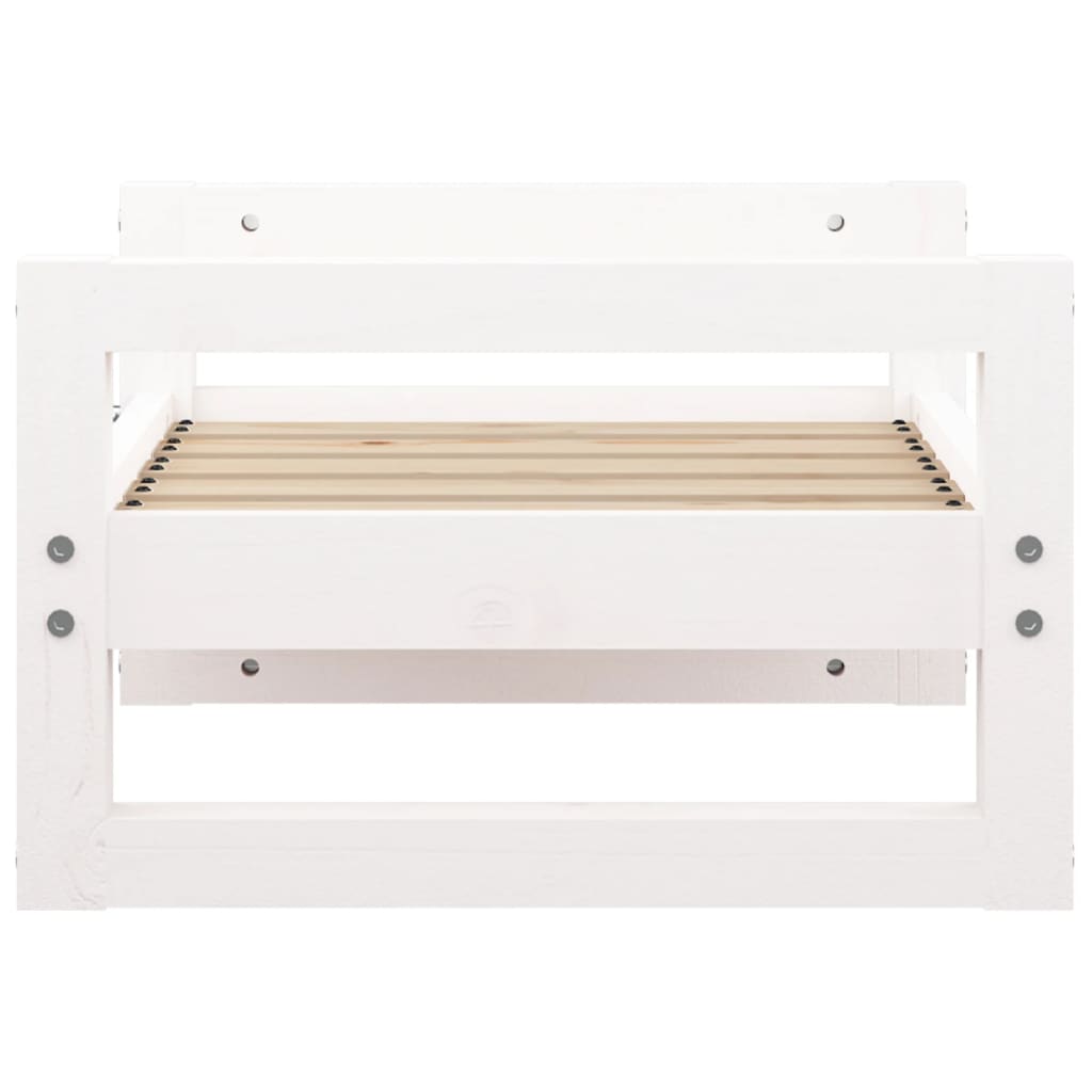 Lit pour chien blanc 55,5x45,5x28 cm en bois de pin massif