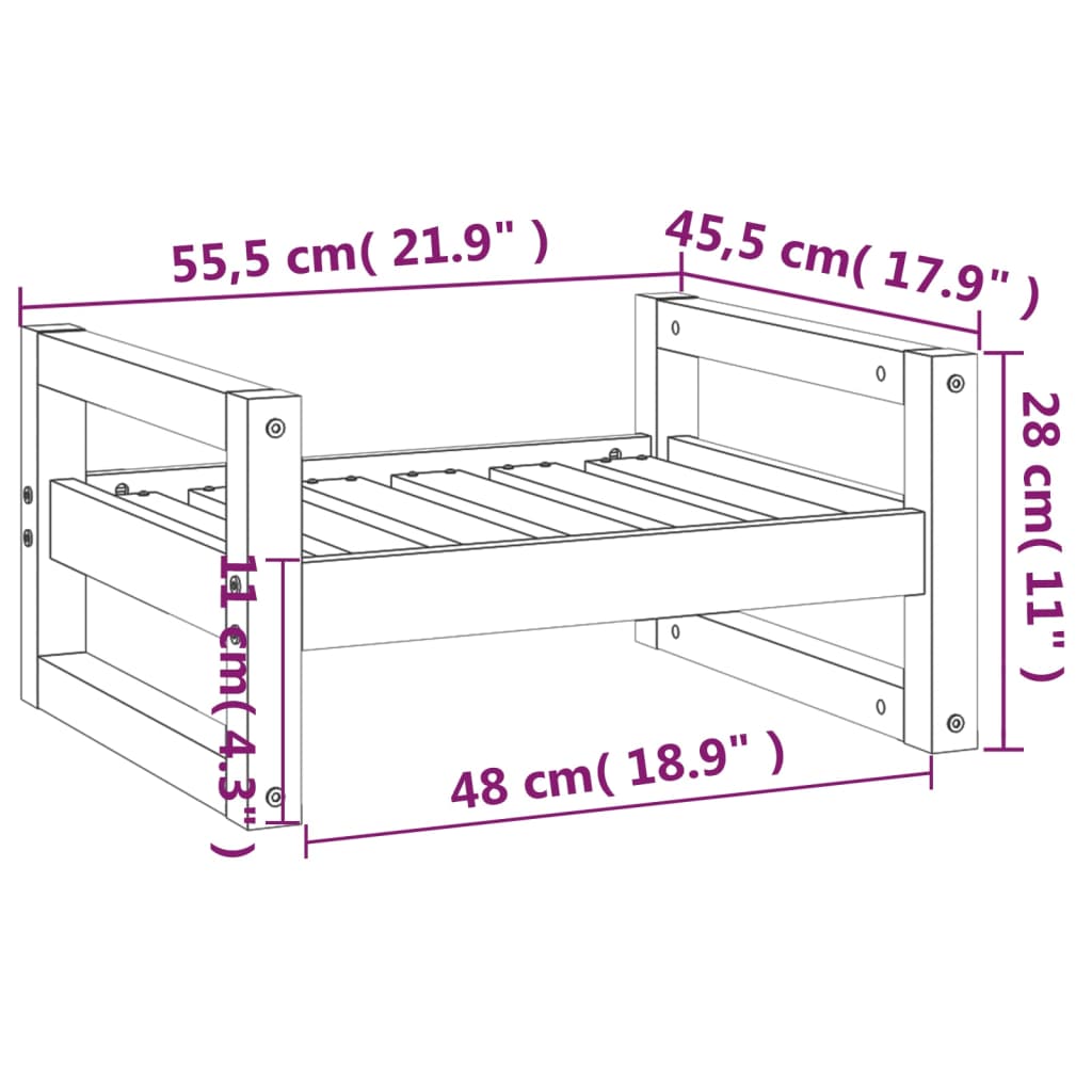 Lit pour chien blanc 55,5x45,5x28 cm en bois de pin massif