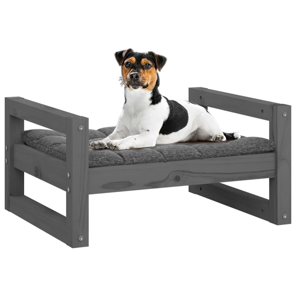 Hundebett Grau 55,5x45,5x28 cm Massivholz Kiefer