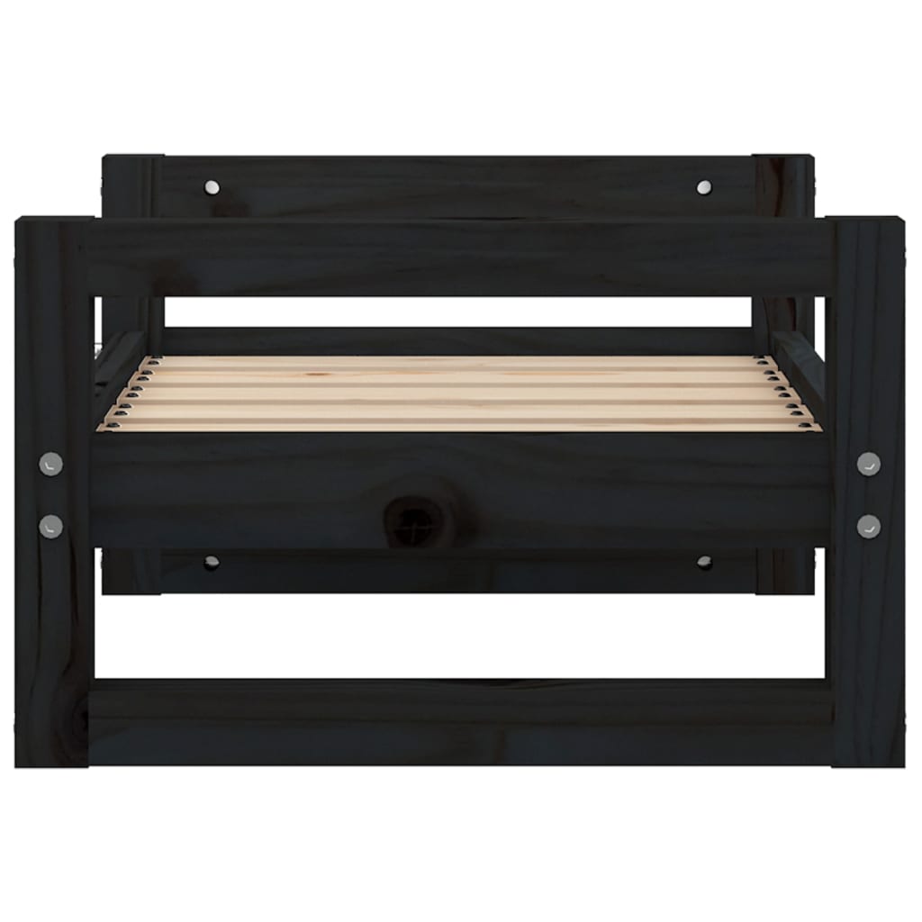 Lit pour chien noir 55,5x45,5x28 cm en bois de pin massif