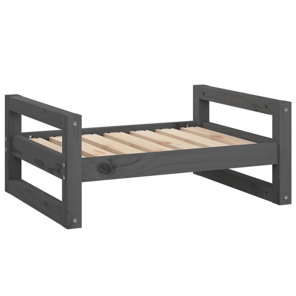 Lit pour chien gris 65,5x50,5x28 cm en bois de pin massif