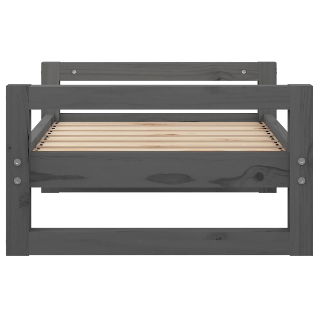 Lit pour chien gris 65,5x50,5x28 cm en bois de pin massif