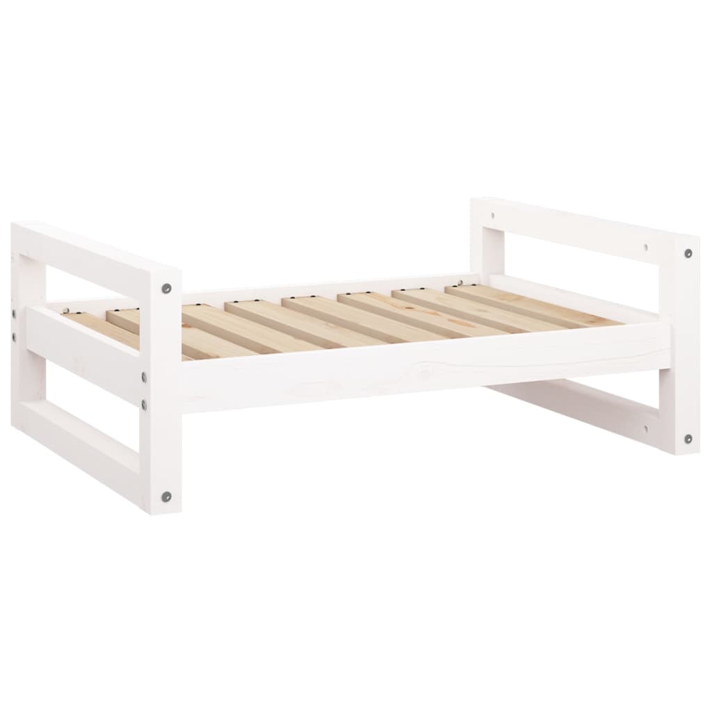 Lit pour chien blanc 75,5x55,5x28 cm en bois de pin massif