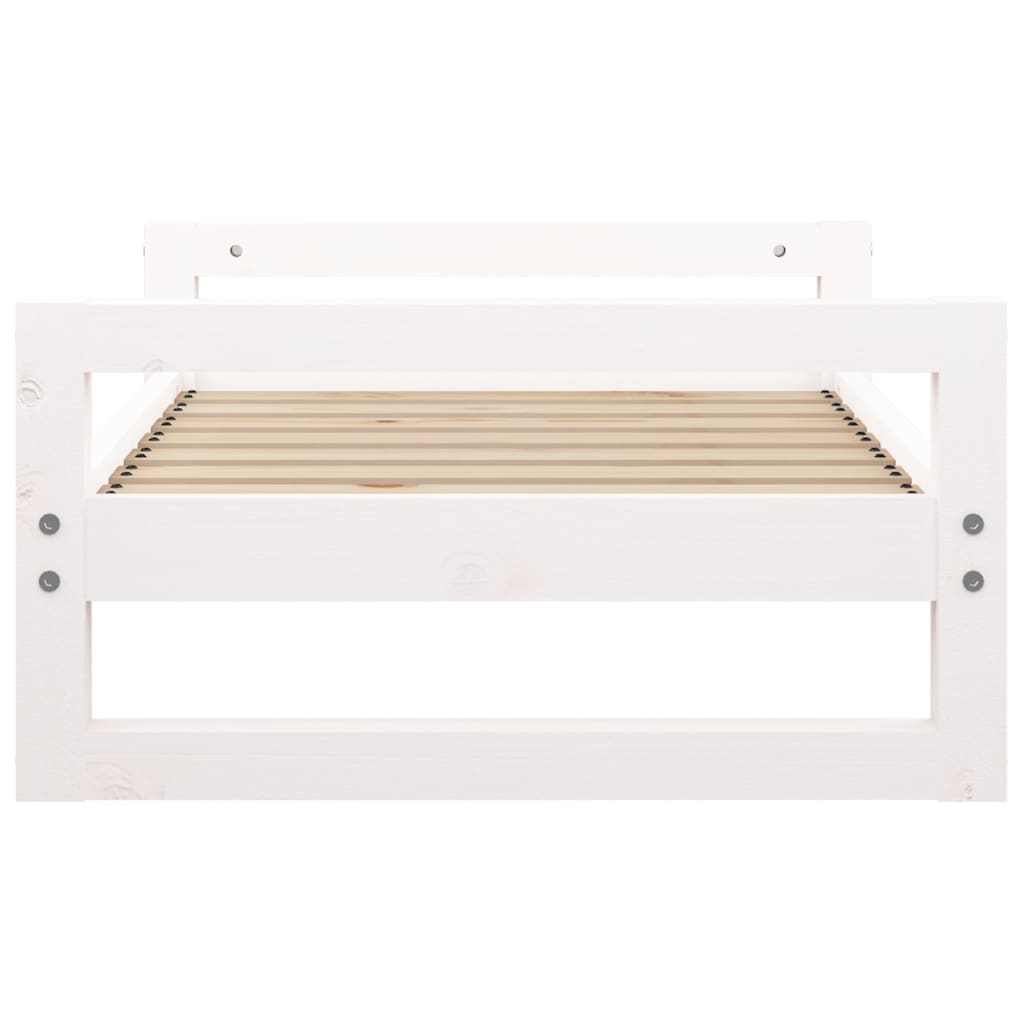 Lit pour chien blanc 75,5x55,5x28 cm en bois de pin massif